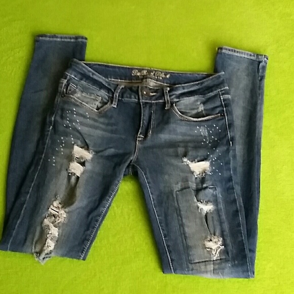 Bullhead Denim - Bullhead Black Distressed  Skinny Jeans sz.5  #121